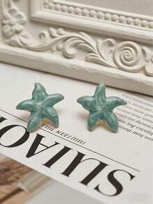 1 Pair Women's Fashionable And Fresh Ocean-Themed Star-Shaped Earrings. Ideal For A Fresh, Vacation, Or Girly Look. Perfect For Summer And Beach Vacations. Easter Gift. Mother's Day Gift. - Starfish - View 7