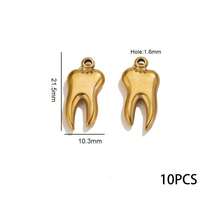 10Pcs 304 Stainless Steel Quirky Charms, 18K Gold & Silver Plated Tooth/Lip/Bone/Heart/Sun Pendants For DIY Necklace Earrings Jewelry Making, Hypoallergenic Tarnish Resistant - Pendants - View 7