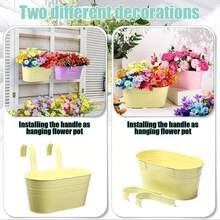 1/5/10个装金属桶花盆 - 乡村风格阳台壁挂式花盆，带把手，室内外花园装饰 - 彩色 - 查看 6