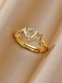 Hollow Heart Letter Mom Ring,Zirconia Rhinestone Butterfly Ring, Mother's Day Jewelry Gift For Mama Mom Mother From Son Or Daughter - 1 - View 7