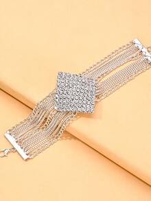 1 chiếc vòng tay đính đá hình thoi thời trang, phụ kiện dự tiệc dành cho nữ. - Quảng trường - Xem 5