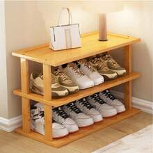 1pc, Elegant Multi-Functional Multi-Layer Bamboo Shoe Rack/Shoe Cabinet/Bookshelf With Natural Wood Grain Finish - Space-Saving, Easy To Assemble, Suitable For Dormitories, Hallways, And Kitchens - Multicolor - View 2