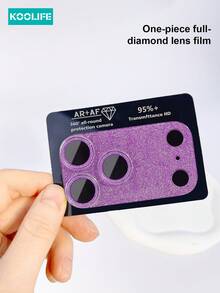 Koolife 1pc Glitter Lens Protector, Full Coverage High Definition Transparent Protection, Bubble-Free Application, Waterproof, Anti-Drop, Anti-Scratch, For IPhone 18 Pro/18 Pro Max/17/17 Pro/17 Pro Max - Purple - View 2