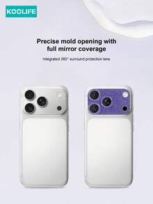 1pc Shiny Sequin Lens Film, Full Coverage High-Definition Transparent Protective Film, No Bubble Adhesion, Waterproof Shockproof Scratch-Resistant, Suitable For Apple 17/17 Pro/17 Pro Max - Blue - View 4