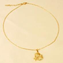 1pc Minimalist Fashionable 304 Stainless Steel Electroplated High-Quality Ocean Animal Pendant Necklace, Gold/Silver Color, Suitable For Women's Daily Wear, Comes With 1.6mm Thick Chain With Seashell & Starfish Decor - S424 - View 5