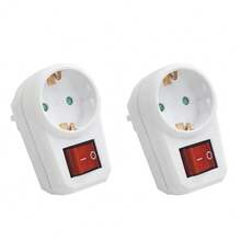 Bộ chuyển đổi ổ cắm EU 1 cái, phích cắm tường 1 chiều có công tắc đèn, không cần rút phích cắm. - Phích cắm loại F của EU (220-240V) - Xem 2