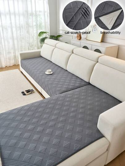 1pc Solid Color Diamond Pattern Velvet Sofa Cushion Cover, Modern Minimalist Sofa Slipcover, All Season Use, Anti-Slip Anti-Dust Fixed Sofa Cover, Ultrasonic Process, Wrinkle-Resistant, Soft & Fine Texture, Protect Sofa, Machine Washable, Fade-Resistant, Anti-Pet Scratch, Anti-Stain, Sofa Makeover, Sofa Decor, Enhance Ambiance, 1-4 Seater, L-Shaped Sofa