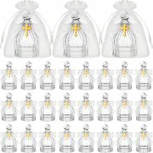 24pcs/Set Catholic Mass Glass Holy Water Bottle, Christian Cross Water Container, Transparent Tissue Box, Communion Wafer, Church Wedding Baptism (White) - Multicolor - View 33