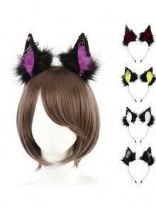 毛绒动物耳朵发箍，带金属链，可爱狼耳朵头饰，角色扮演配饰，狐狸耳朵发箍 - 發箍 - 查看 7