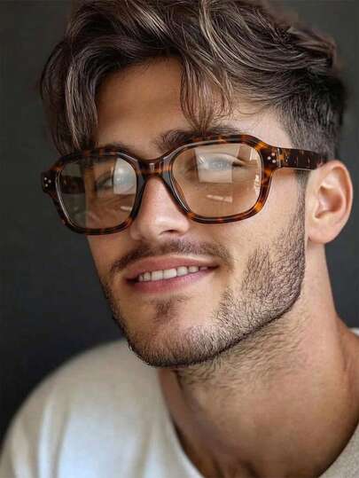 一副男士豹纹休闲复古时尚眼镜，适合运动、海滩、节日、旅行、街头风、度假、驾驶、户外活动、夏季海滩度假派对等各种场合。这款休闲眼镜是男女穿搭和返校季的理想之选。