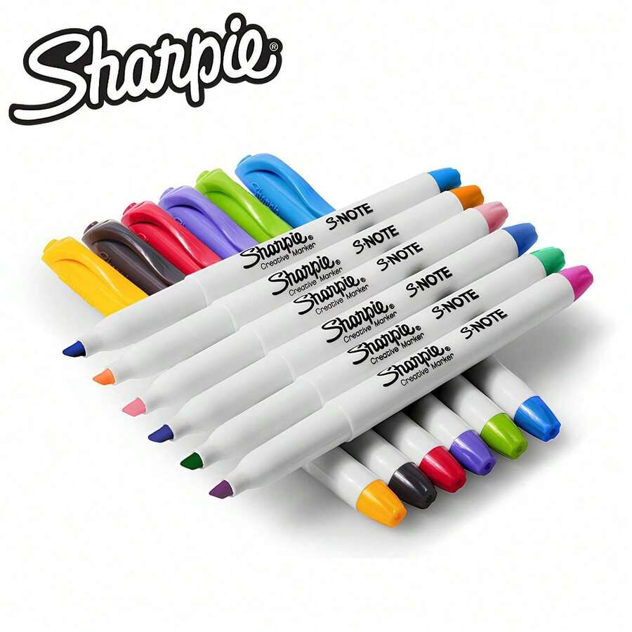 Sharpie S-Note Markers, Permanent Markers & Highlighters, Dual-Tip Markers For Art & Note-Taking, Soft Pastel Colors, Chisel Tip - 4pcs/12pcs/20pcs Set - Multicolor - View 1