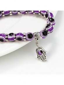 Colourful Evil Eye Bead Bracelets, Bohemian-Style Bracelets, Vintage And Niche Jewellery; Perfect For Everyday Wear, Holiday Fashion Accessories, And As Lucky Gifts. - EY6126BK00 - View 6