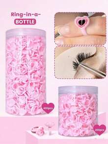 50/200/400个/瓶 心形睫毛胶环 - 含睫毛胶支架和扇形杯，专业睫毛嫁接用品 - 彩色 - 查看 1