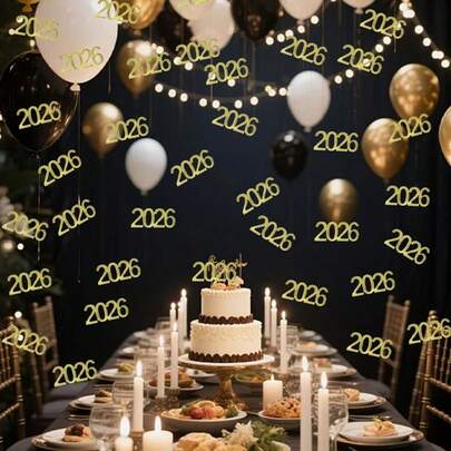 100pcs Black & Gold 2026 Glitter Sequin Set, 2026 Graduation Party Decor, Graduation Party Confetti, Graduation Season Atmosphere Supplies, Back To School Event Favors, Graduation Gift Box Filler Decorations, 2026 Party Creative Paper Pieces, Suitable For Graduation Party Decor And Holiday Party Supplies