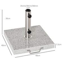 Mobile Parasol Base, 28 Kg, Marble, Stainless Steel, 42 X 42 X 36 Cm, Stable Base For Garden And Patio Parasols - 灰色 - 查看 8