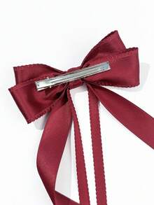 1 chiếc kẹp tóc nơ hồng dệt dành cho nữ, thích hợp sử dụng hàng ngày và trong các dịp cưới hỏi, phụ kiện tóc. - Hồng - Xem 8