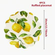 4 piezas/6 piezas Manteles individuales con estampado de limón de estilo campestre, material de lino sintético, disponibles en formas redondas, florales y rectangulares, decoración del hogar para primavera/verano, suministros para fiestas interiores/exteriores, decoración con tema retro, decoración de habitaciones. Adecuado para la decoración diaria de la cocina y la decoración de eventos y fiestas. - Multicolor - Ver 14