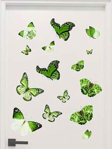 1pc "Fresh Green Wind Butterfly Wall Sticker - Natural Soft Decor" - Removable Self-Adhesive PVC Wall Sticker, Suitable For Bedroom, Living Room And Other Spaces - Spring Butterfly Decorative Sticker - D - View 9