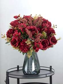 1/3 Stück künstliche Blumen Fake Rosen Bouquet Seide Gänseblümchen Löwenzahn Großpackung für Hochzeit, Heim-Party Dekoration, Tisch-Mittelstücke, Valentinstag, Geschenke, Geburtstag, Abschluss - Rot - Übersicht 1