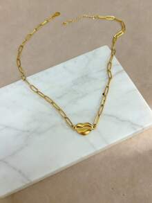 1条18K镀金不锈钢心形项链，休闲时尚，适合日常佩戴、毕业典礼、派对等场合。 - 金色 - 查看 2