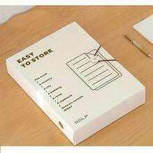 A4 Simple Style File Box, PP Plastic Document Storage Box, Large Capacity Office Supplies File Folder - Beige - View 14