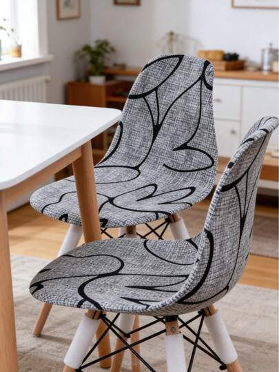 Capas para cadeiras de seda leitosa com estampa digital, pacote com 1/4/6 peças, para o verão. Altamente elásticas, à prova de poeira e universais para todas as estações, ideais para sala de estar, cozinha, quarto, escritório e decoração de casa. Capas para cadeiras Eames.