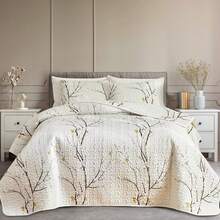 2/3pcs Bedding Set (1 Bedspread + 1/2 Pillowcase), Digital Floral Print, Soft & Comfortable, Fashionable & Fresh, Suitable For Hotel, Bedroom, Dorm, All Seasons, Peony, Butterfly - White - View 2