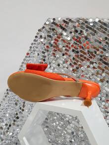 Sandal cao gót quai nơ đính đá mùa hè mới dành cho nữ, dép lê thời trang đa năng tiện dụng cho kỳ nghỉ. - trái cam - Xem 8