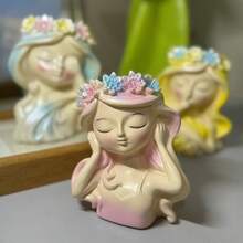 1 Set Creative Girl Sleeping Pose Figurine, Adds Fairy Tale Atmosphere To The Garden - Suitable For Planting Succulents And Storing Tools In Resin. - Multicolor - View 9