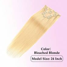7pcs/Set 115g Seamless Clip-In Human Hair Extensions, Ombre Blonde Highlighted, PU Skin Weft, Invisible Hair Pieces - S613 - View 3