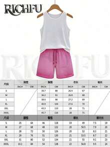 Von Dutch,Casual Two Piece Set,Women's Breathable & Comfortable Casual Set,Crew-Neck Pure Cotton Tank Top And Washed Shorts (With Pockets) - Versatile Wardrobe Essential - Trắng + Xám - Xem 5