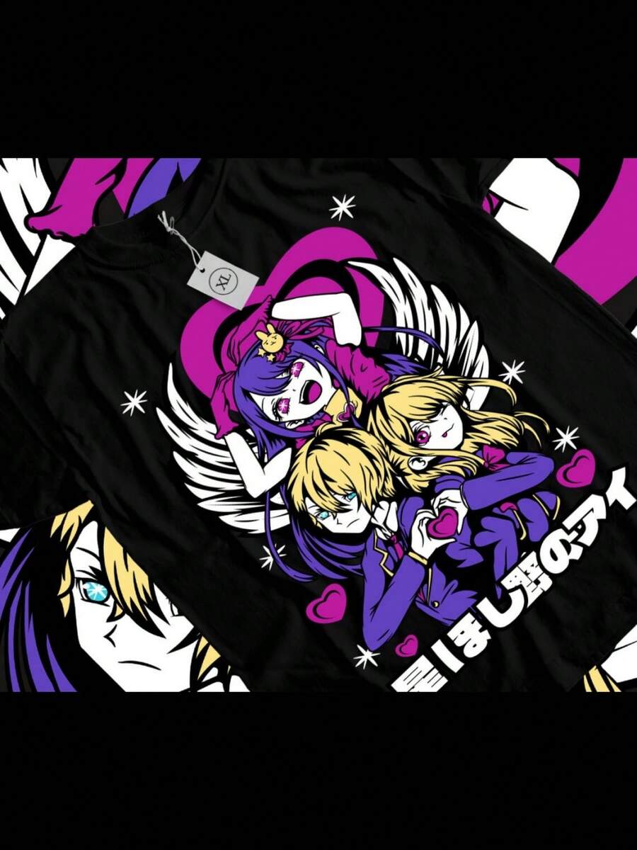 Oshi No Ko Ai Hoshino T-Shirt Kawaii Funny Anime Manga Waifu Gift Shirt All Size - 黑色 - 查看 1