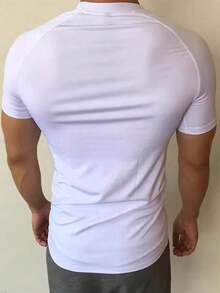 Boyfriend Style Men's Short Sleeve Sports Compression Shirt Running, Basketball,, Cycling, Fitness And Casual Wear Gym Top White Summer M1U5 - 白色 - 查看 4