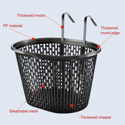 Canasta delantera grande para bicicleta, fácil de instalar, resistente a la decoloración, adecuada para la mayoría de los tipos de bicicletas