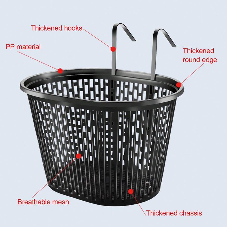 Bicycle Large Front Baskets Easy To Installation Anti-Fade Bike Basket Suitable For Most Type Of Bikes - Black - View 1