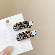 2pcs/4pcs Casual Bohemian Cute Elegant PU(Polyurethane) Hair Clips, Colorful Rhinestone, Suitable For All Seasons - Champagne - View 10