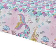 Mermaid Birthday Decorations Tablecloth 3 Pcs Disposable Ocean Theme Glitter Little Mermaid Tail Party Plies Table Cover For Princ Birthday Under The Sea Baby Shower 54in X 108in - Nhiều màu - Xem 3