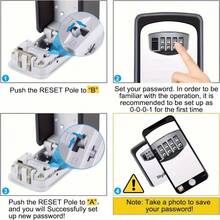 1pc Key Storage Lock Box, 4-Digit Combination Password Safe, Weatherproof Wall-Mounted Key Holder For Outdoor Use, Secure Spare Key Box For Home, Vacation Rental & Construction Sites - A - View 4