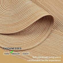 Bộ 1/4/6 tấm lót bàn hình bầu dục dệt, kích thước 12x18 inch, thảm trải bàn hình bầu dục, khăn trải bàn màu đỏ/trắng, thảm trải bàn dệt tự nhiên chịu nhiệt, thích hợp cho các buổi họp mặt gia đình, đám cưới, tiệc tùng (màu kaki) - Màu Khaki - Xem 2