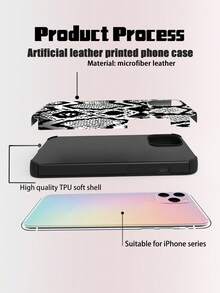 1 chiếc ốp lưng điện thoại bằng da mềm họa tiết da rắn, chống sốc, phù hợp với Apple 17 Pro Max/16 Pro Max/16 Plus/13 Pro Max/14 Pro Max 13 14 11 12 Pro 11/15 Pro, Galaxy S24 Ultra, thiết kế lỗ loa, quà tặng ngày lễ - Đen trắng - Xem 10
