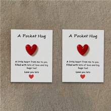 1pc/5pcs Pocket Hug Heart Greeting Card With Mini Resin Heart Pendant, Sweet Encouragement Card, Perfect Gift For Mother's Day, Teacher's Day And Thanksgiving - Red Heart - View 8