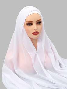 1 Set de Hiyab de Gasa de unicolor con Imán Incorporado y Forro, Pañuelo de Oración Musulmán Modesto, Gorro Elástico Inferior, Conveniente y Accesorio para Uso Diario, Playa, Vacaciones, Accesorios, Esencial de Viaje - Multicolor - Ver 15