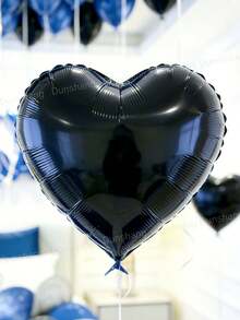 Juego de globos de cumpleaños negro y azul - Pétalos falsos, pancarta de feliz cumpleaños, globo de lámina en forma de corazón, globos de látex gruesos - Perfecto para fiesta de cumpleaños de hombres, compromiso, temporada de bodas, aniversario, despedida de soltera, despedida de novia - Estilo 1 - Ver 7