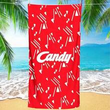 1件柔软涤纶沙滩巾，糖果图案，适合夏季旅行和沐浴，可用作旅行毛巾、艺术沙滩巾、耐用泳衣沙滩巾 - 1 - 查看 4