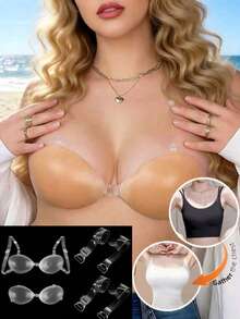 1 Pair New 3D Transparent Silicone Adhesive Bra Straps, Removable Invisible Bra Straps Suitable For Swimwear, Wedding Dresses And Backless Dresses - Multicolor - View 2