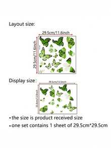 1pc "Fresh Green Wind Butterfly Wall Sticker - Natural Soft Decor" - Removable Self-Adhesive PVC Wall Sticker, Suitable For Bedroom, Living Room And Other Spaces - Spring Butterfly Decorative Sticker - D - View 3