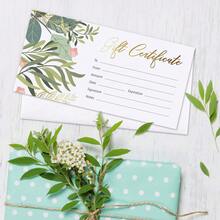 10/30 Piezas Certificados de regalo en blanco con hojas verdes para negocios, tarjetas de certificado de regalo para spa, salón, restaurantes, vales personalizados para clientes por cumpleaños, tarjeta de trabajo - A - Ver 6