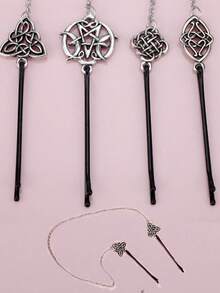 Nordic Mythology Viking Rune Hair Clip, Hollow Hair Accessory - Multicolor - View 9
