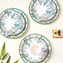 Bộ đồ dùng ăn uống dùng một lần họa tiết lá xanh, đĩa tiệc 7/9 inch, đĩa giấy, cốc, khăn ăn dùng một lần, thích hợp cho các dịp lễ, đám cưới, lễ đính hôn, sinh nhật, tiệc tùng, lễ kỷ niệm. - Nhiều màu - Xem 3