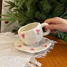一套奢华陶瓷咖啡杯碟，经典蝴蝶结下午茶杯配小碟，陶瓷材质，高温彩绘工艺，北欧风格，简约创意，马克杯/咖啡杯/下午茶杯 - 雙線蝴蝶結 - 查看 11